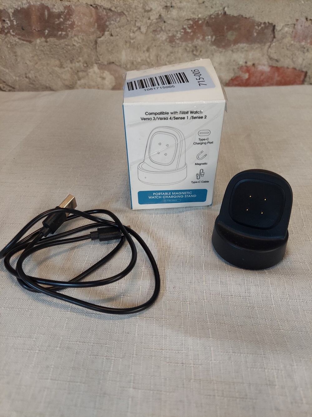 Fitbit Watch Charging Stand Versa 3 4 Sense 1 2 Magnetic Type C Port Cable Black